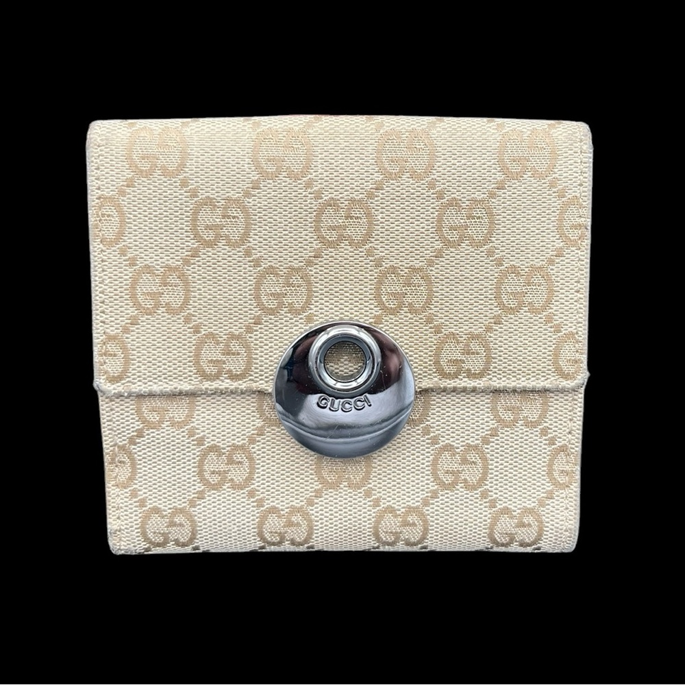 Gucci Bordeaux Eclipse Canvas & Leather Compact Wallet - GUC